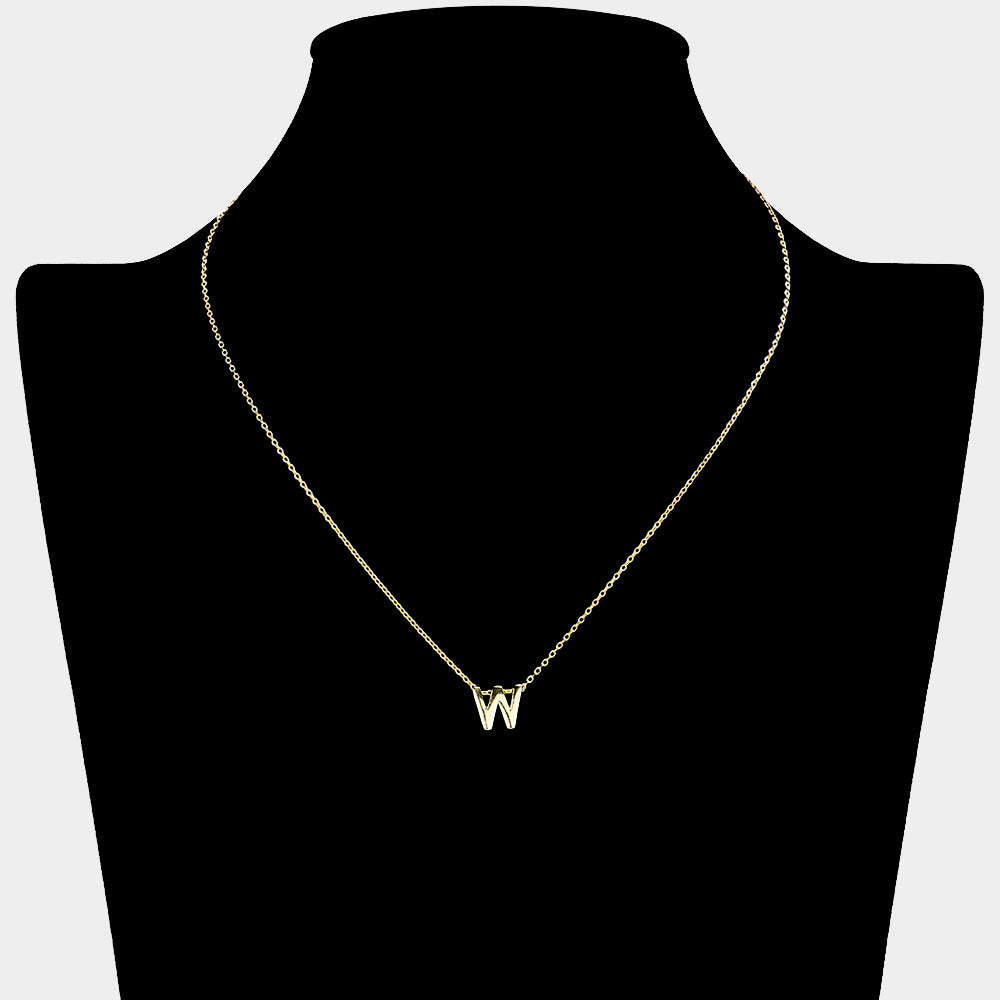 iLLASPARKZ -W- Gold Dipped Initial Monogram Metal Pendant Necklace