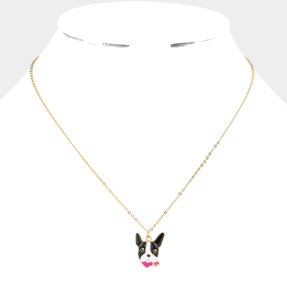 iLLASPARKZ Enamel Metal French Bulldog Pendant Necklace