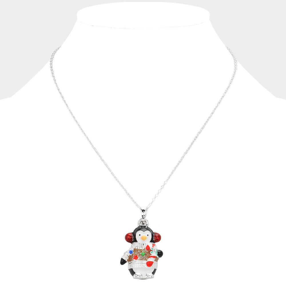 iLLASPARKZ Enamel Christmas Penguin Pendant Necklace