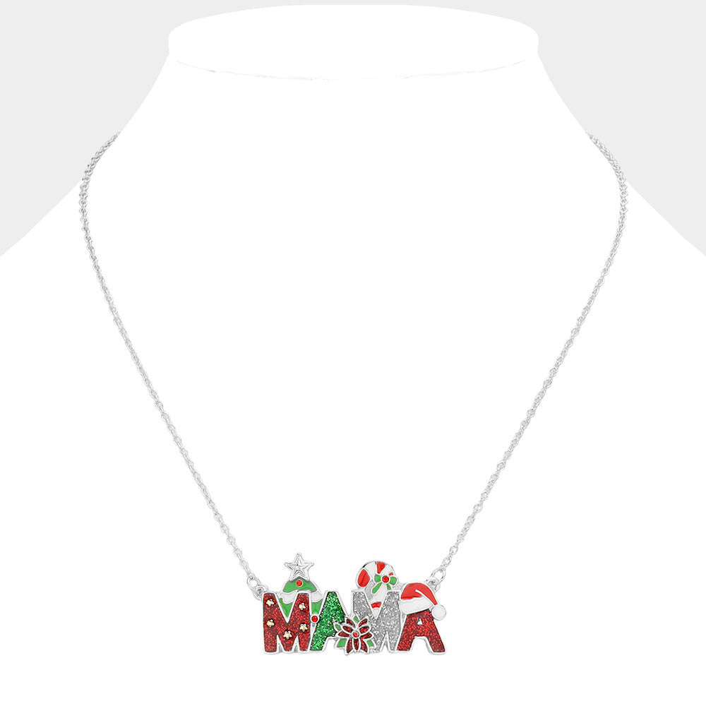 iLLASPARKZ Enamel Christmas MAMA Message Pendant Necklace