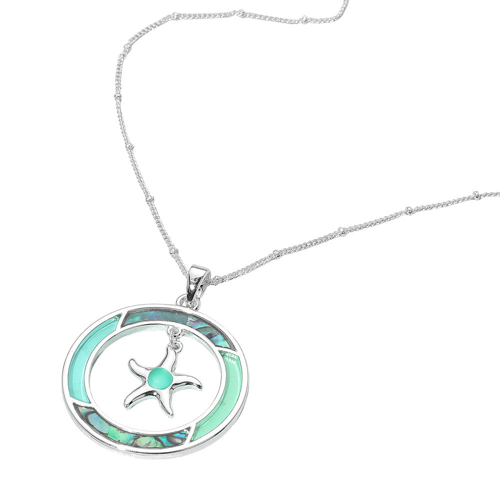 iLLASPARKZ Starfish Accented Abalone Sea Glass Pendant Necklace