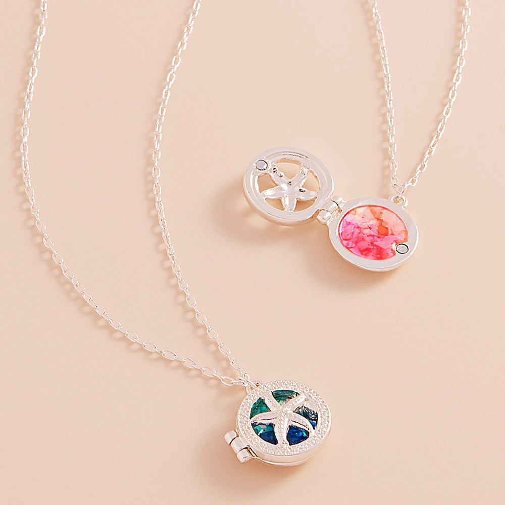 iLLASPARKZ Enamel Starfish Locket Pendant Necklace