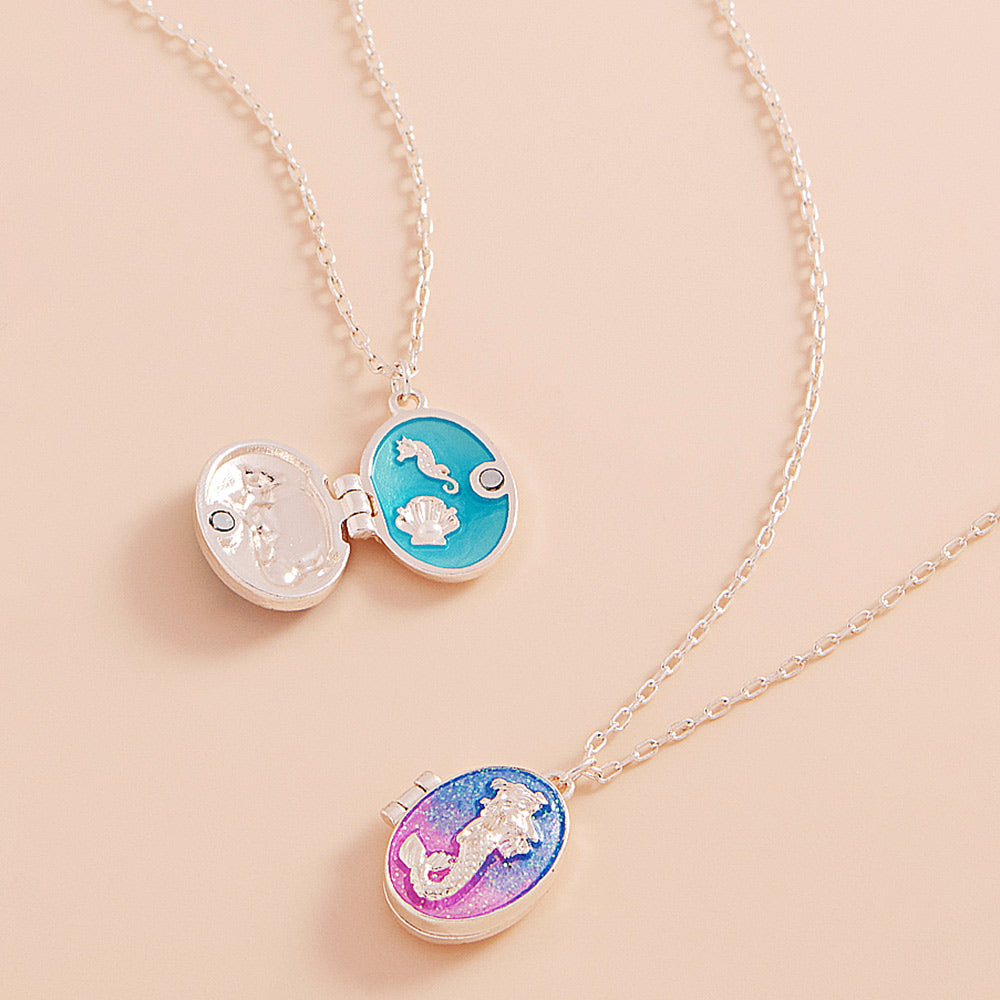 iLLASPARKZ Enamel Mermaid Locket Pendant Necklace