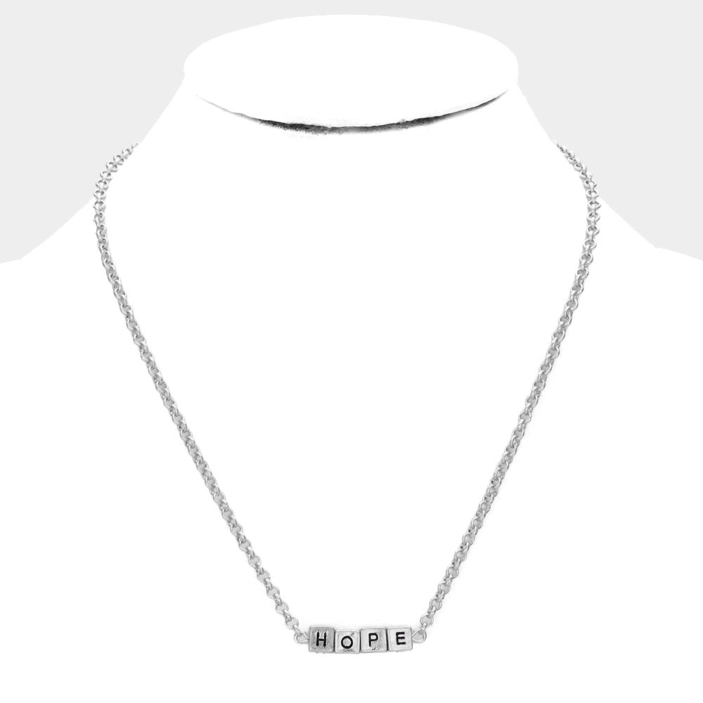 iLLASPARKZ HOPE Metal Cube Pendant Necklace