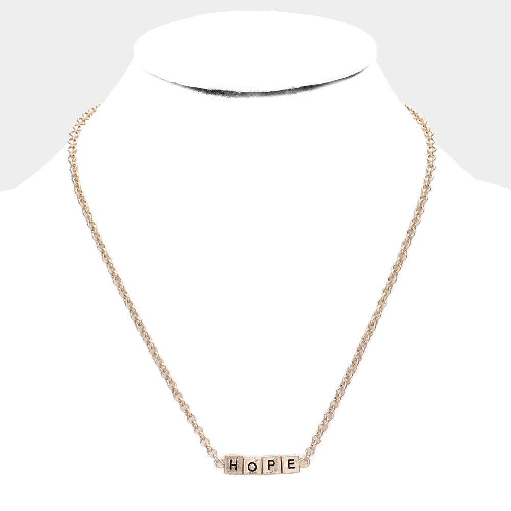 iLLASPARKZ HOPE Metal Cube Pendant Necklace
