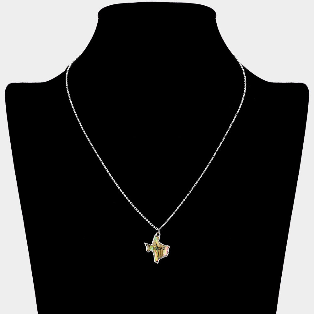 iLLASPARKZ Texas State Map Abalone Pendant Necklace