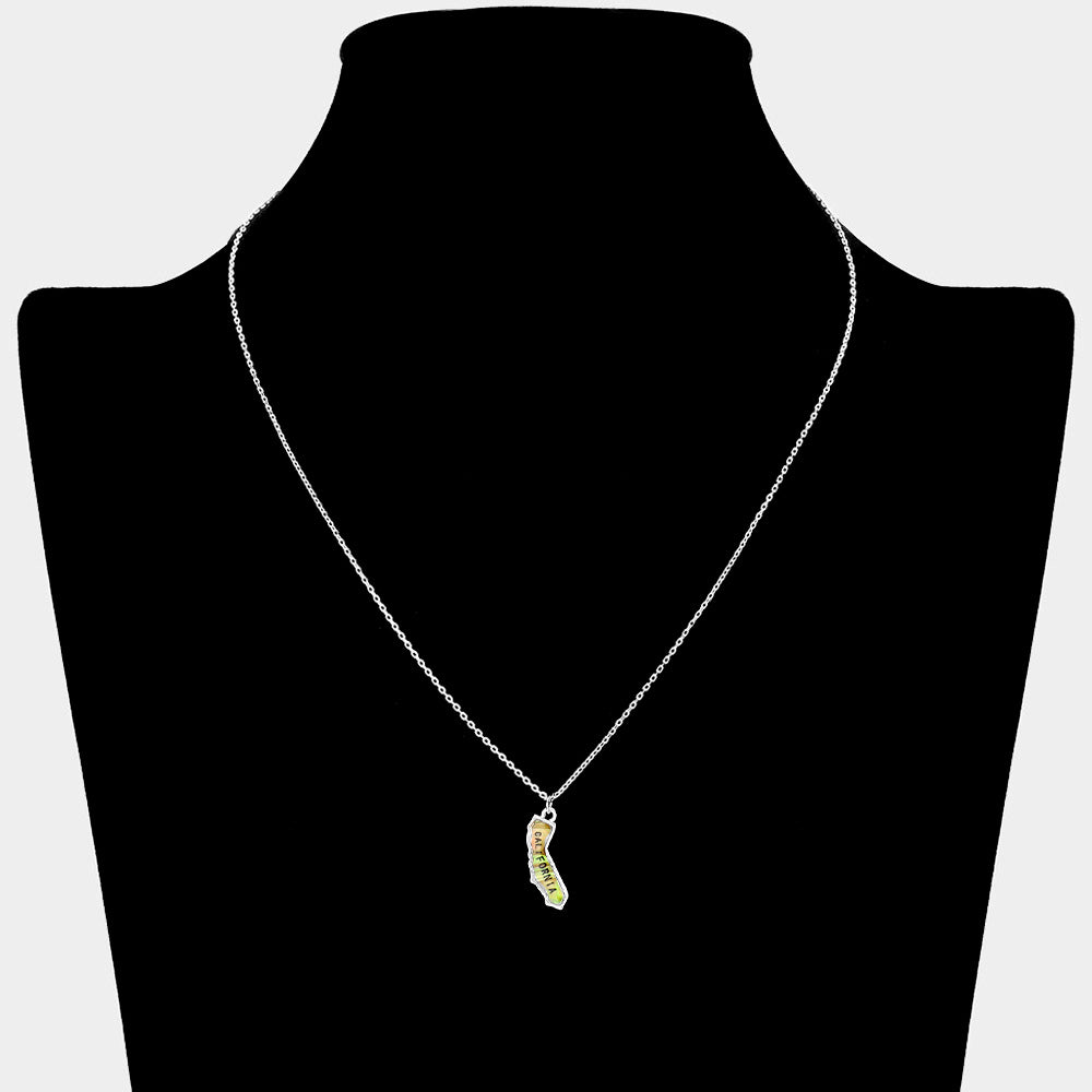 iLLASPARKZ California State Map Abalone Pendant Necklace