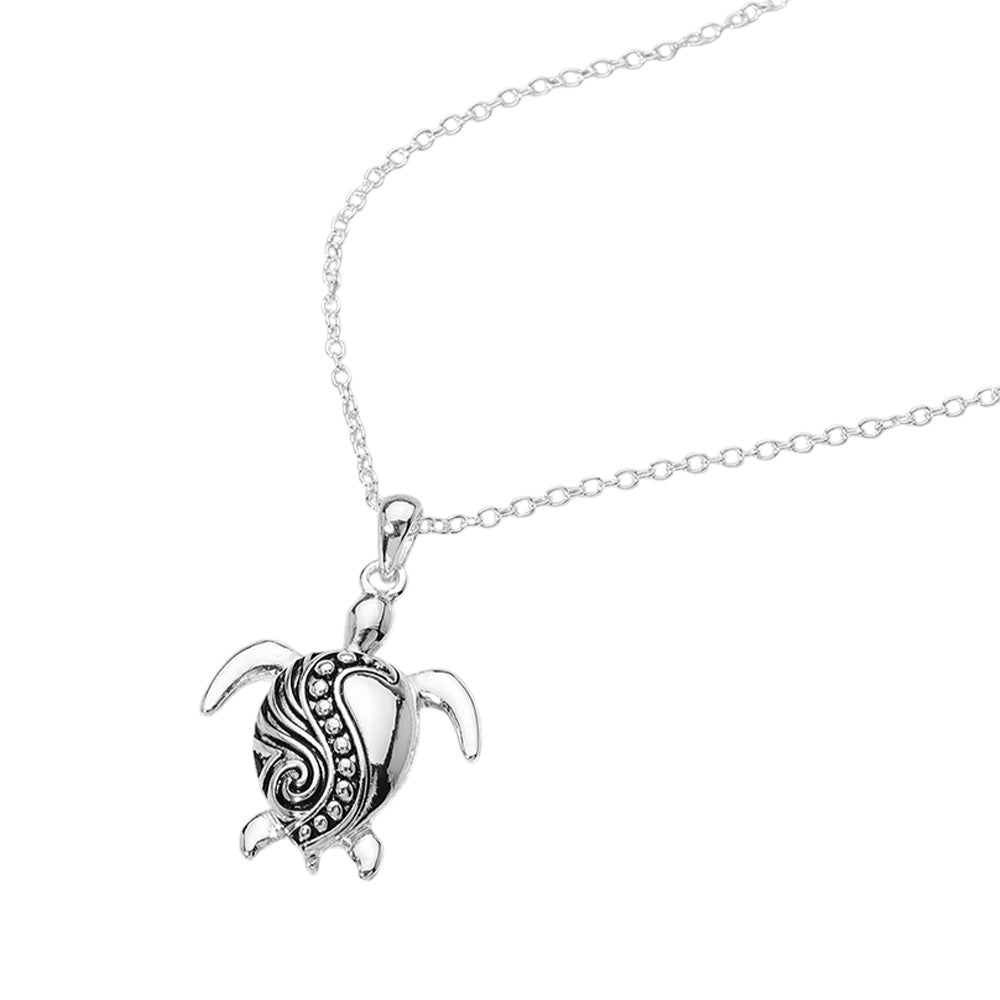 iLLASPARKZ Antique Metal Sea Turtle Pendant Necklace