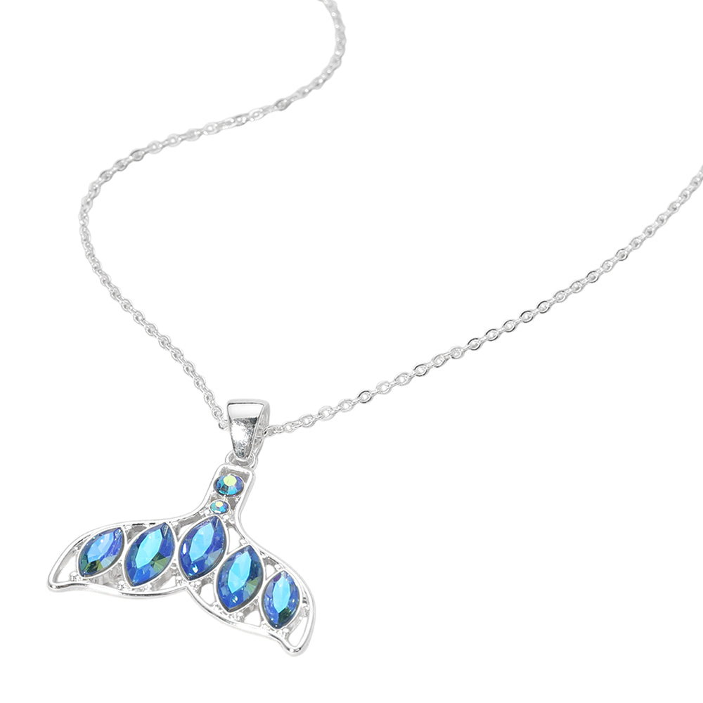 iLLASPARKZ Stone Embellished Whale Tale Pendant Necklace