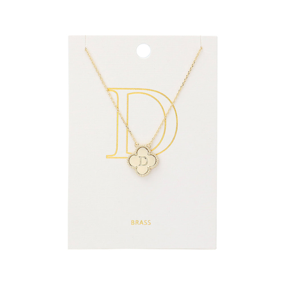 iLLASPARKZ Quatrefoil Initial D Monogram Pendant Necklace