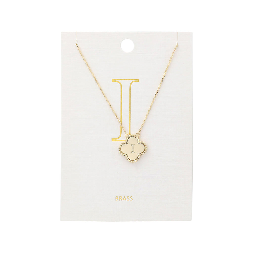 iLLASPARKZ Quatrefoil Initial I Monogram Pendant Necklace