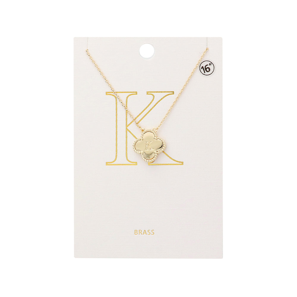 iLLASPARKZ Quatrefoil Initial K Monogram Pendant Necklace