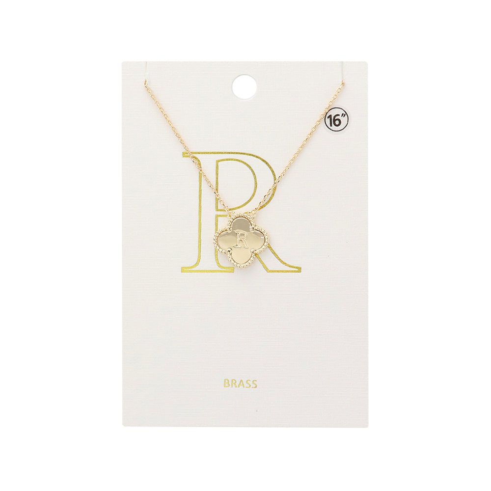 iLLASPARKZ Quatrefoil Initial R Monogram Pendant Necklace