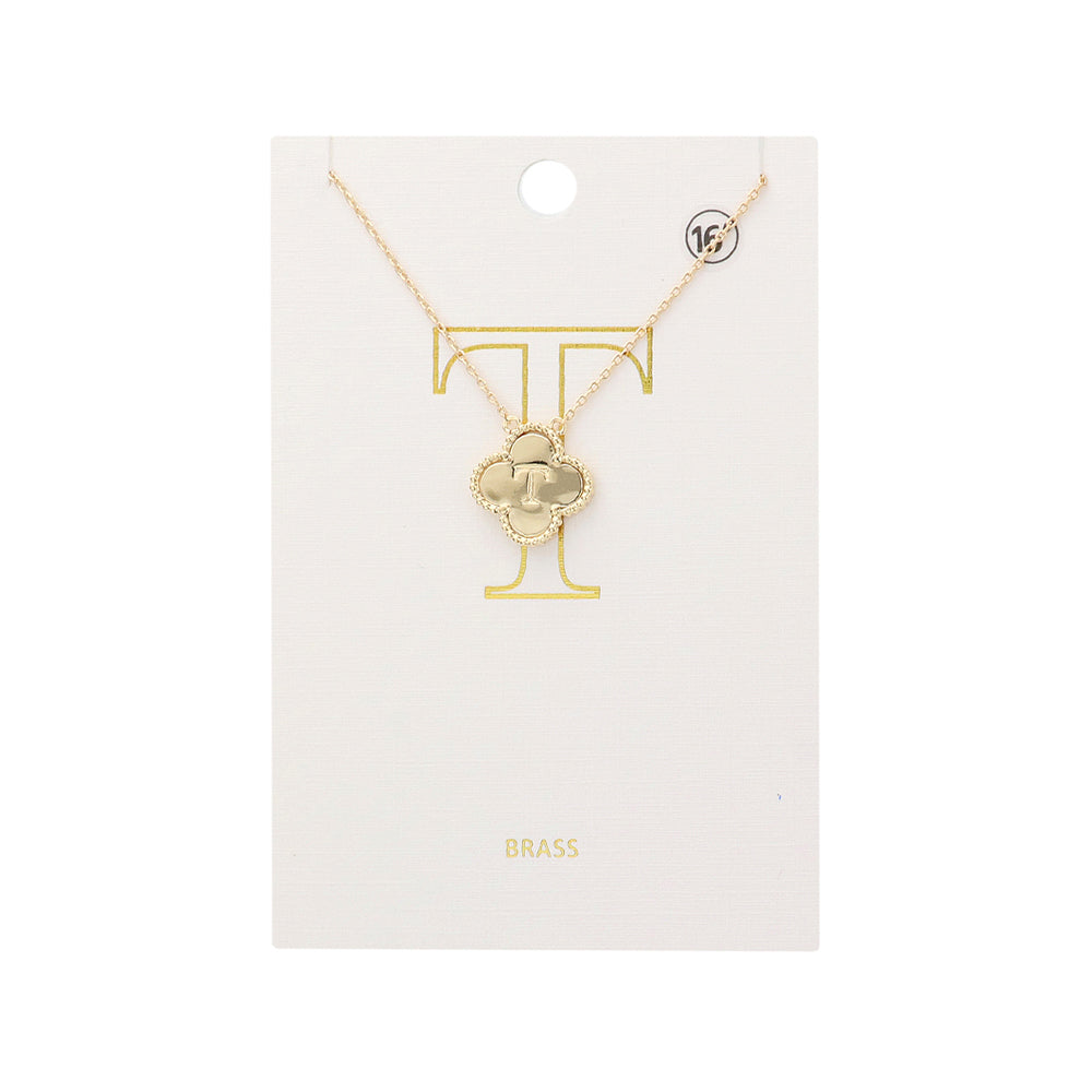iLLASPARKZ Quatrefoil Initial T Monogram Pendant Necklace