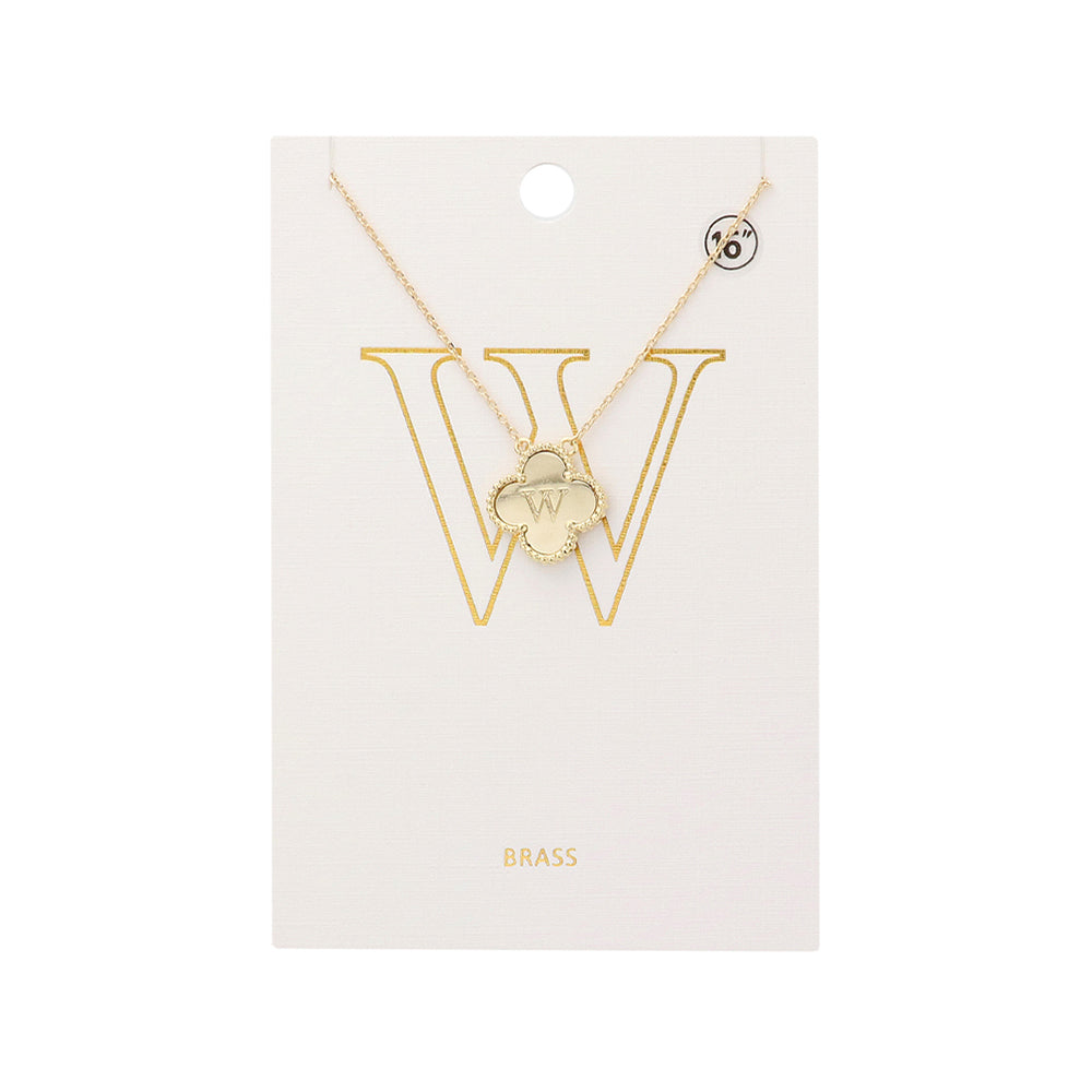 iLLASPARKZ Quatrefoil Initial W Monogram Pendant Necklace