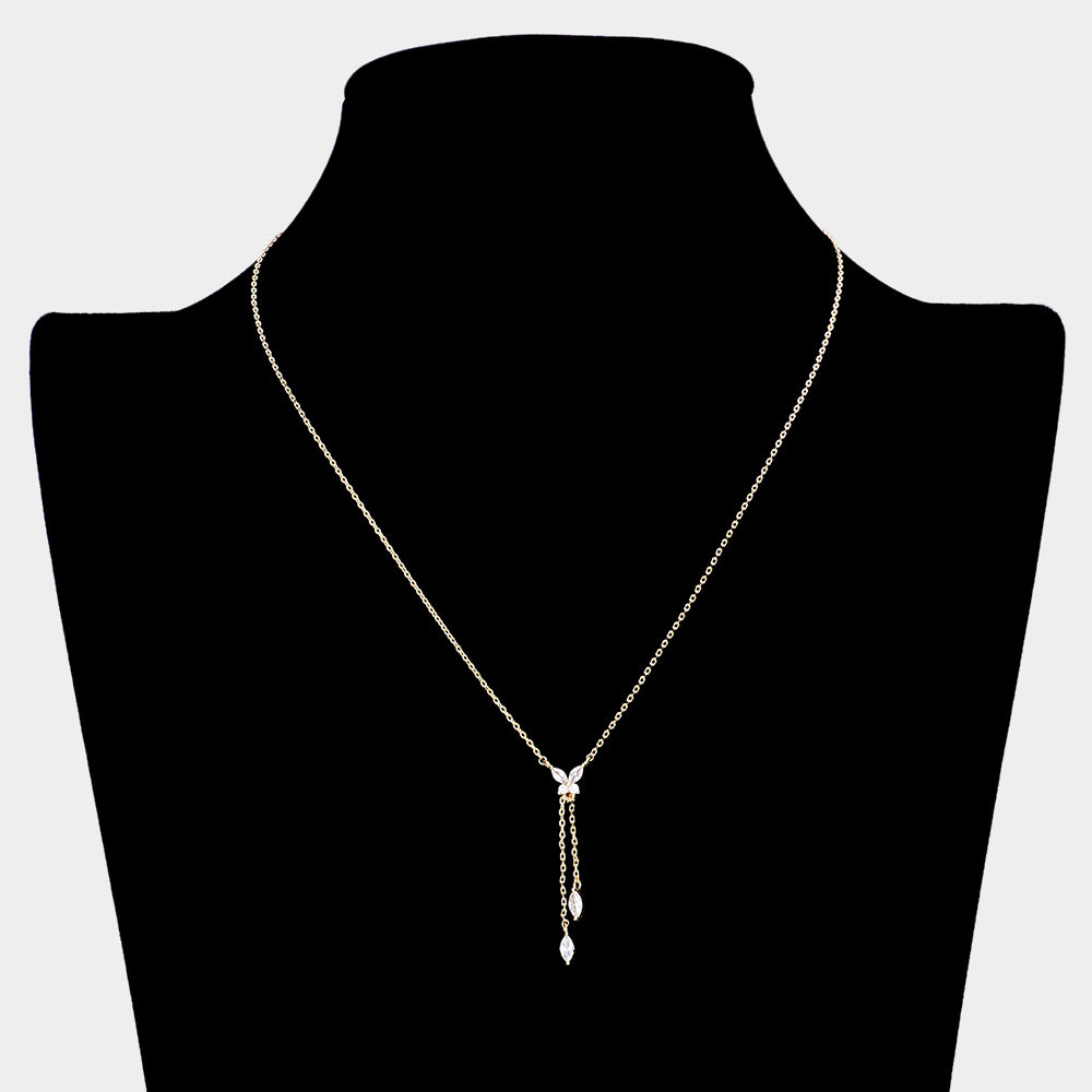 iLLASPARKZ Stone Pointed Butterfly Y Drop Pendant Necklace