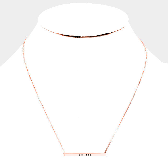 iLLASPARKZ 'Sisters' Horizontal Metal Bar Pendant Necklace