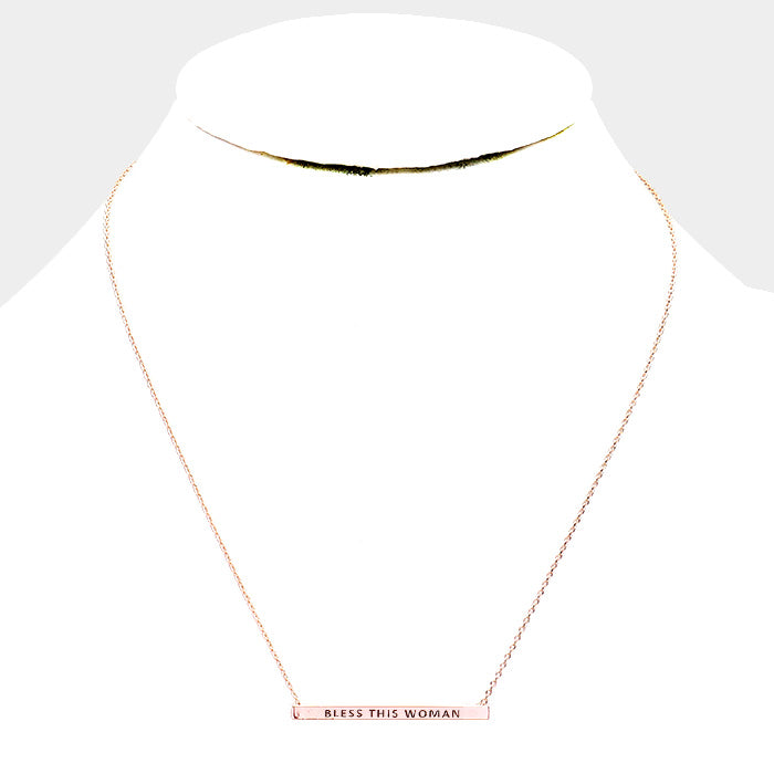 iLLASPARKZ 'Bless This Woman' Horizontal Metal Bar Pendant Necklace