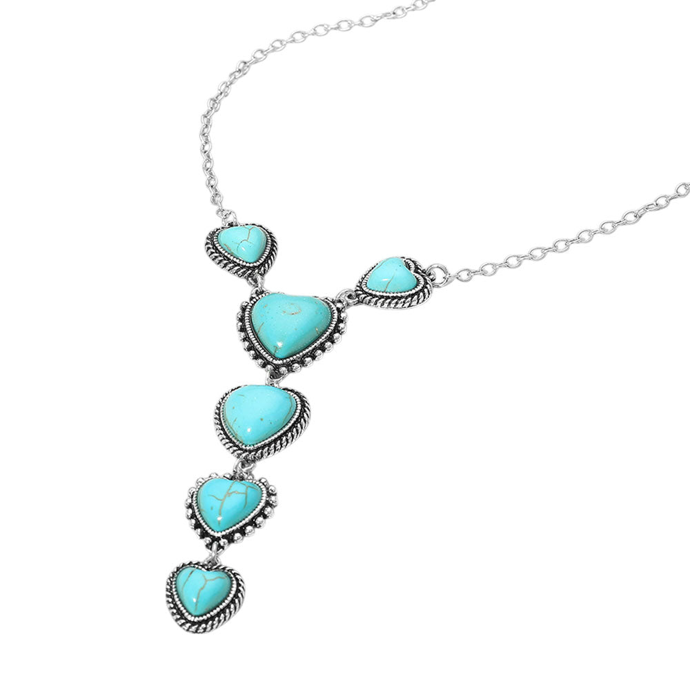 iLLASPARKZ Boho Vintage Southwestern Turquoise Heart Pendant Necklace