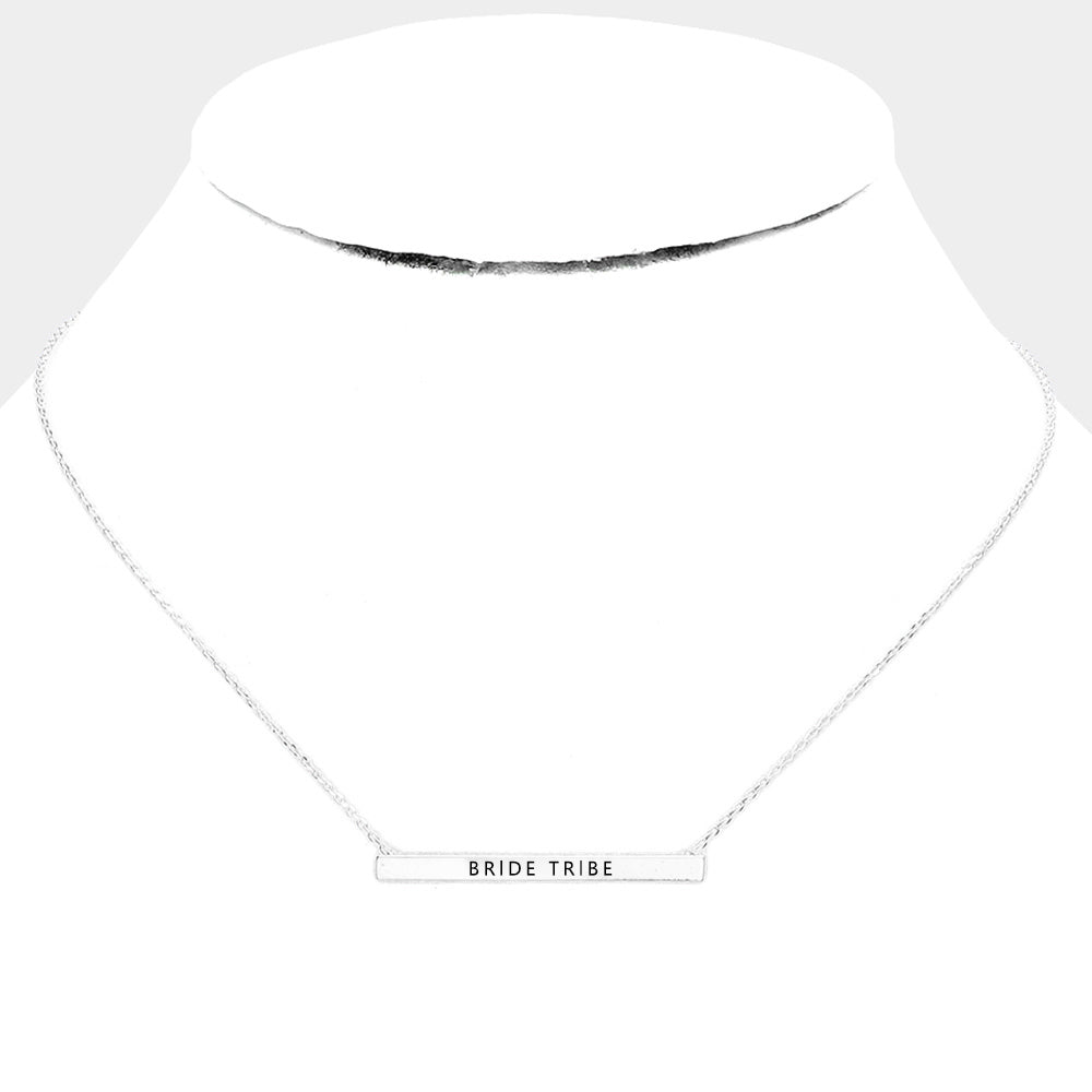 iLLASPARKZ BRIDE TRIBE Metal Bar Message Pendant Necklace