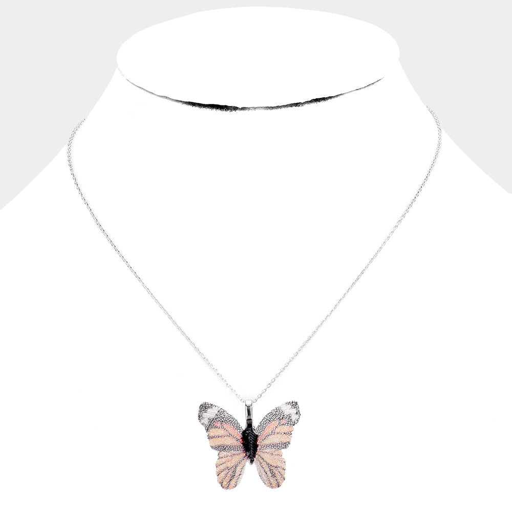 iLLASPARKZ White Gold Dipped Textured Butterfly Pendant Necklace