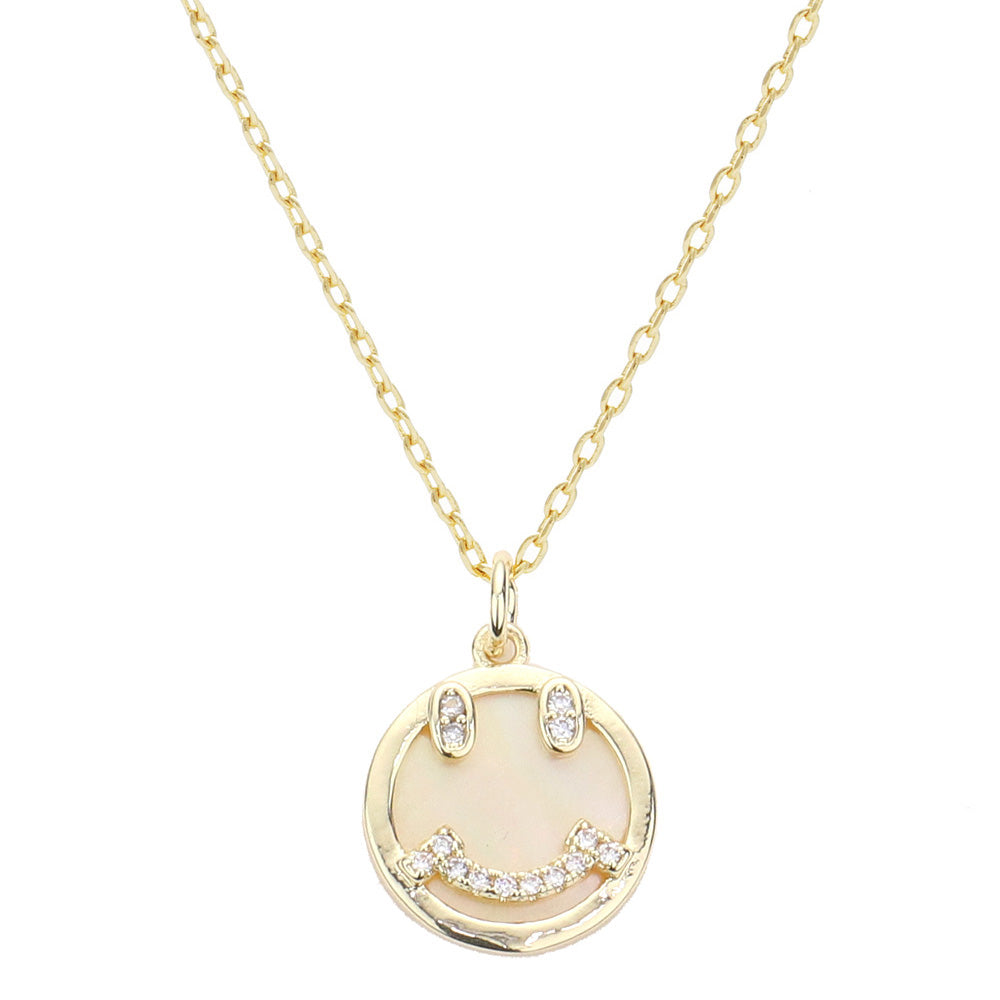 iLLASPARKZ Gold Dipped Mother of Pearl Smile Pendant Necklace