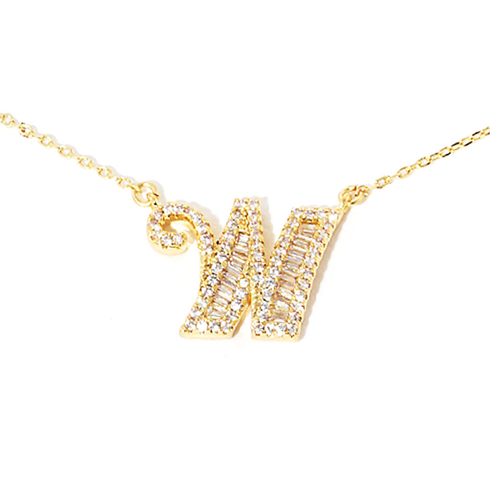iLLASPARKZ -W- CZ Monogram Pendant Necklace
