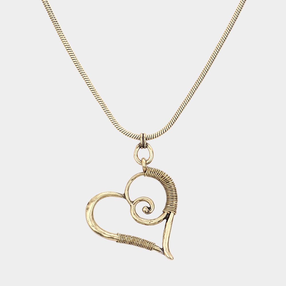 iLLASPARKZ Open Heart Vintage Metal Necklace