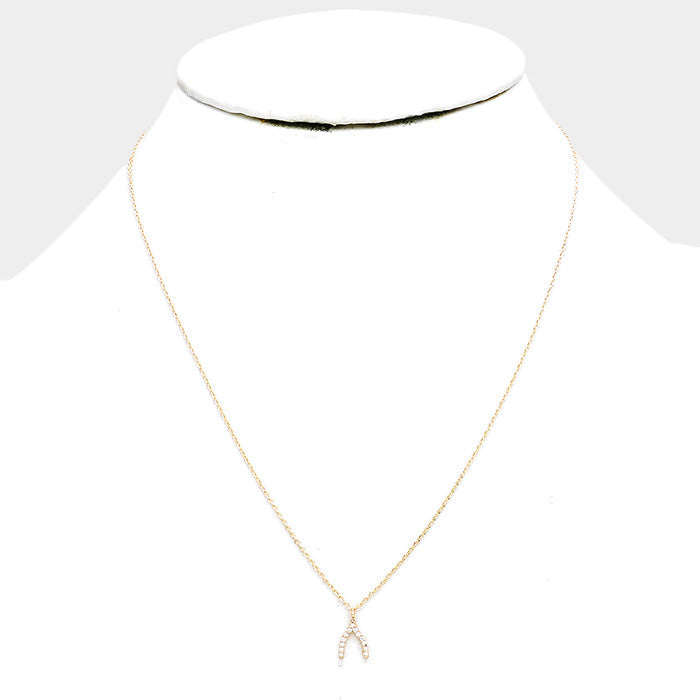 iLLASPARKZ Cubic Zirconia Wishbone Pendant Necklace