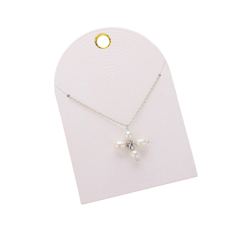 iLLASPARKZ Stone Pointed Pearl Flower Pendant Necklace