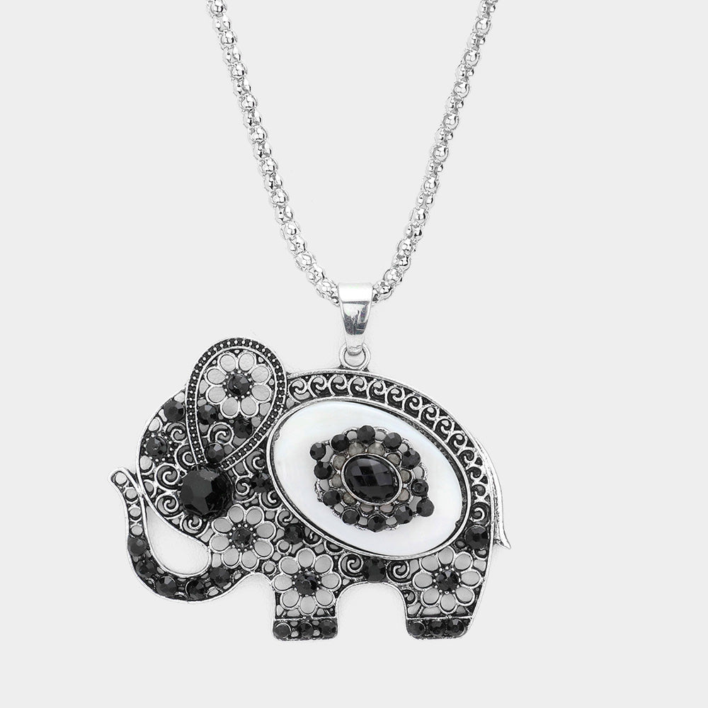 iLLASPARKZ Stone Embellished Elephant Pendant Necklace