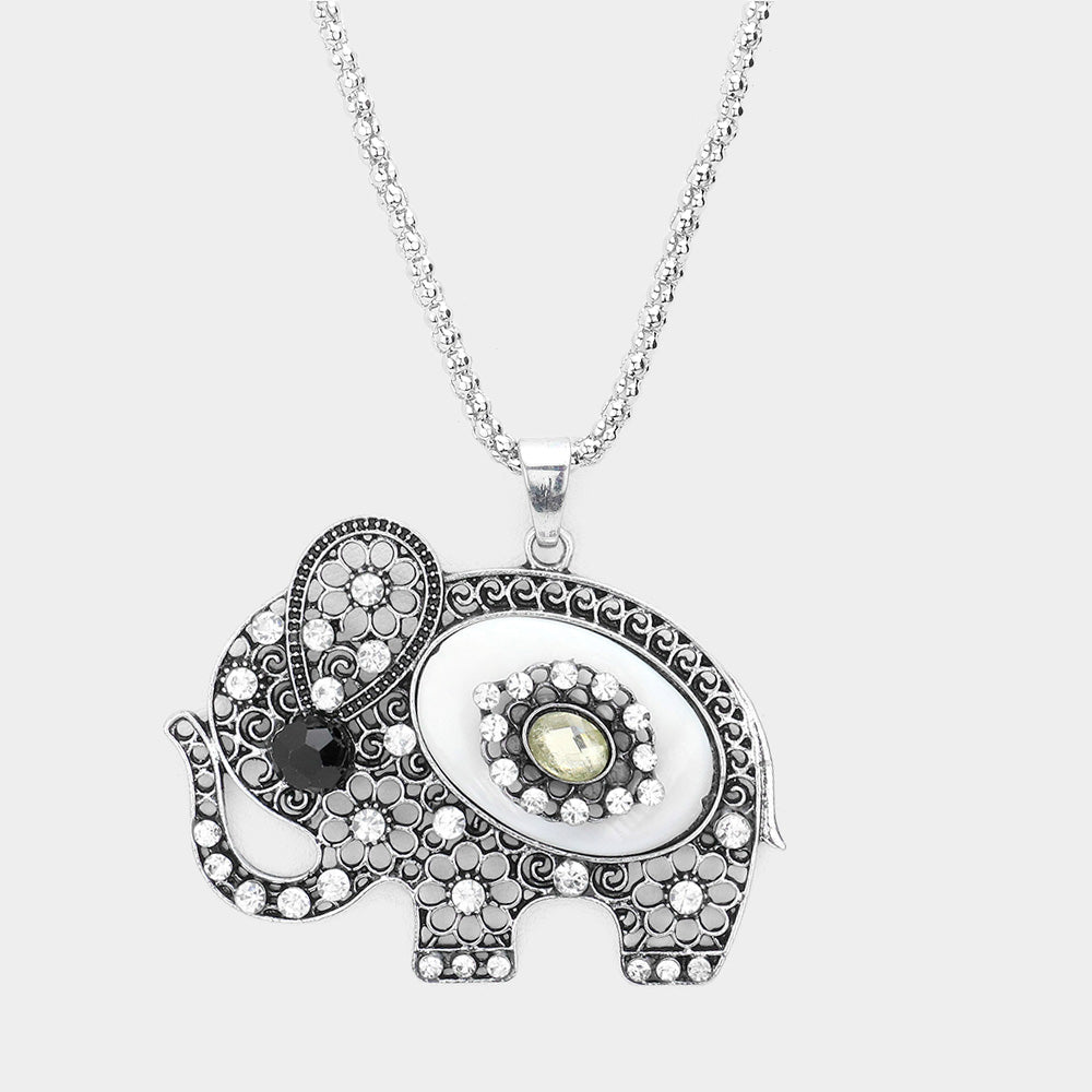 iLLASPARKZ Stone Embellished Elephant Pendant Necklace