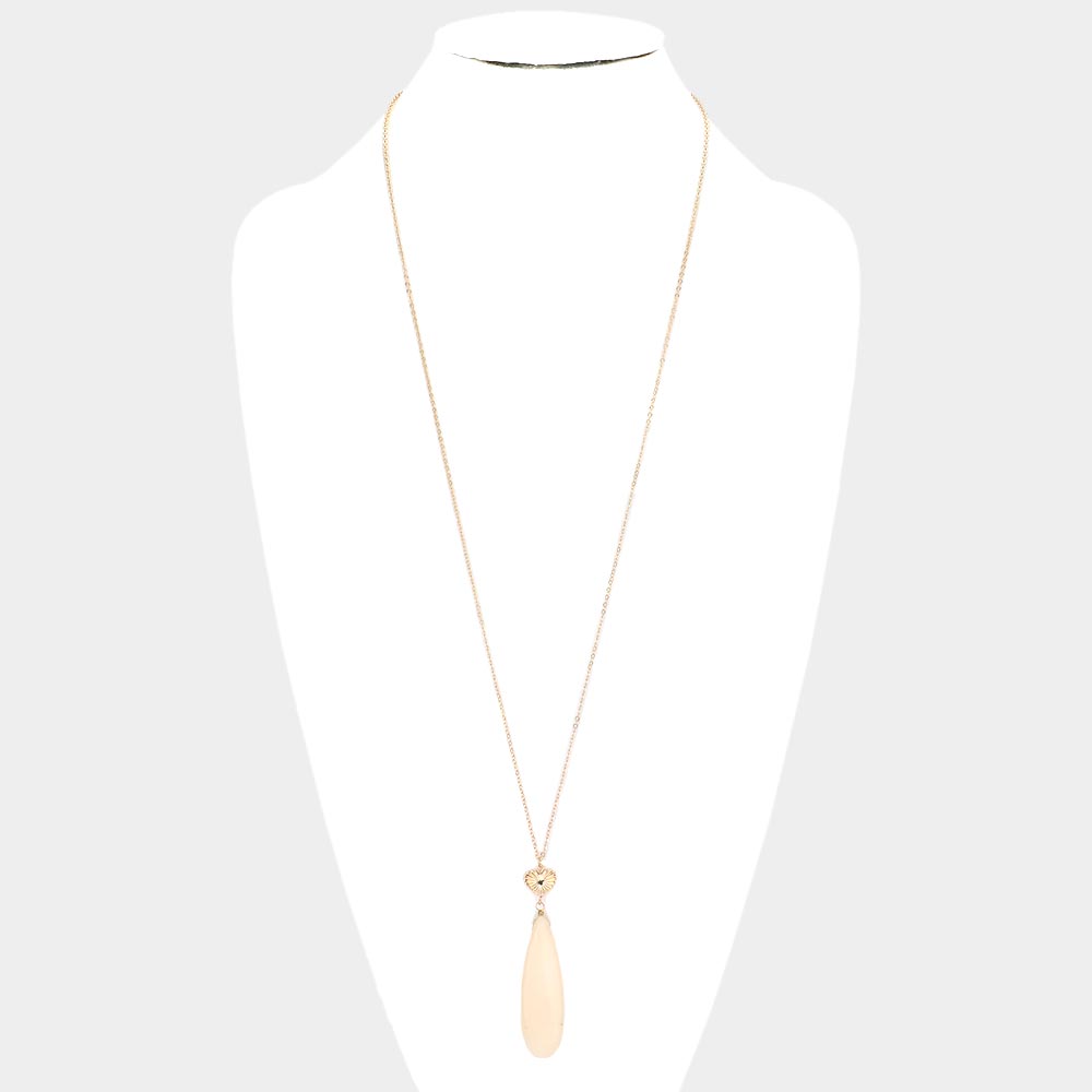 iLLASPARKZ Metal Heart Teardrop Natural Stone Link Pendant Long Necklace