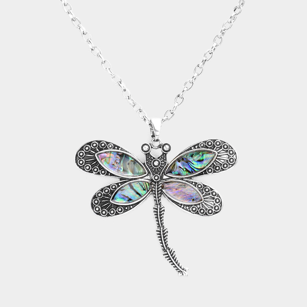 iLLASPARKZ Abalone Dragonfly Pendant Necklace