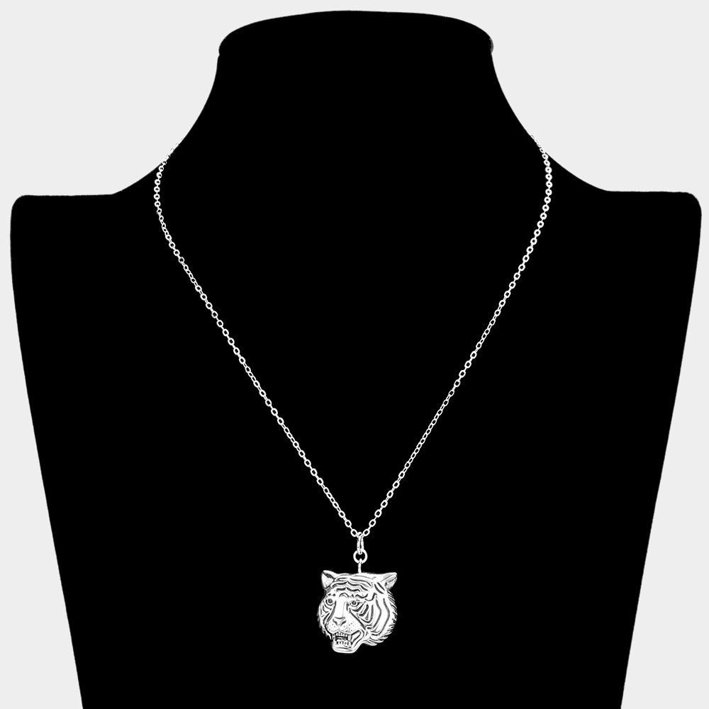 iLLASPARKZ Silver Plated Metal Tiger Pendant Necklace