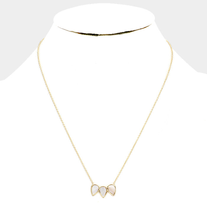 iLLASPARKZ Brass Mother of Pearl Triple Teardrop Pendant Necklace