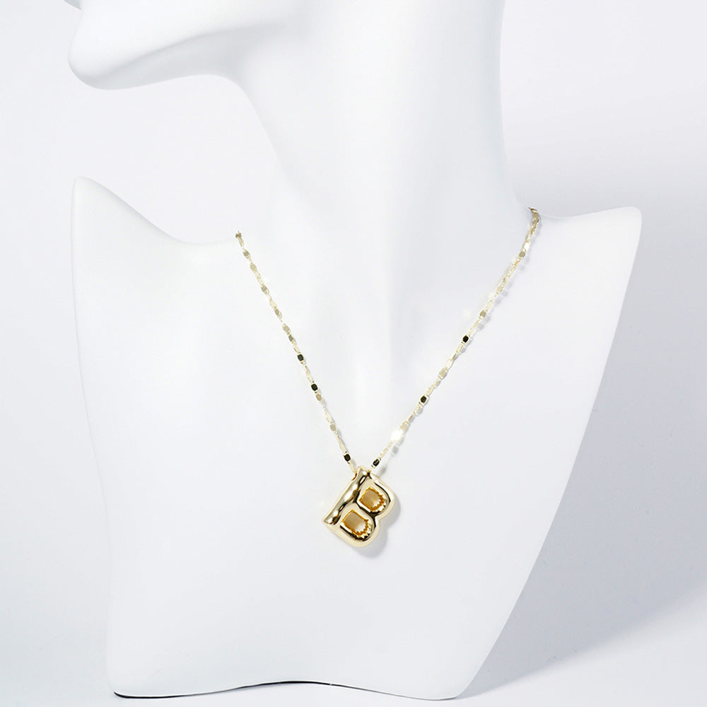 iLLASPARKZ -B- Gold Dipped Metal Bubble Monogram Pendant Necklace