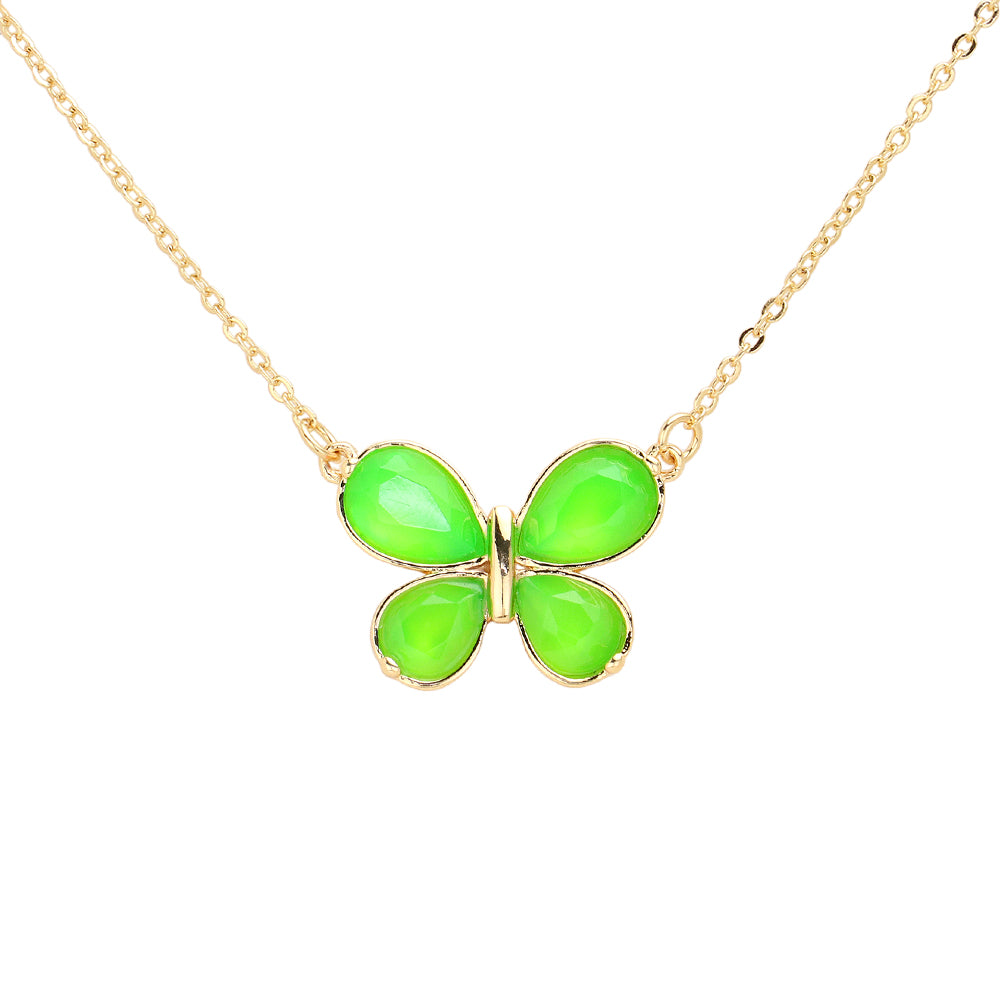 iLLASPARKZ Glass Stone Butterfly Cluster Pendant Necklace