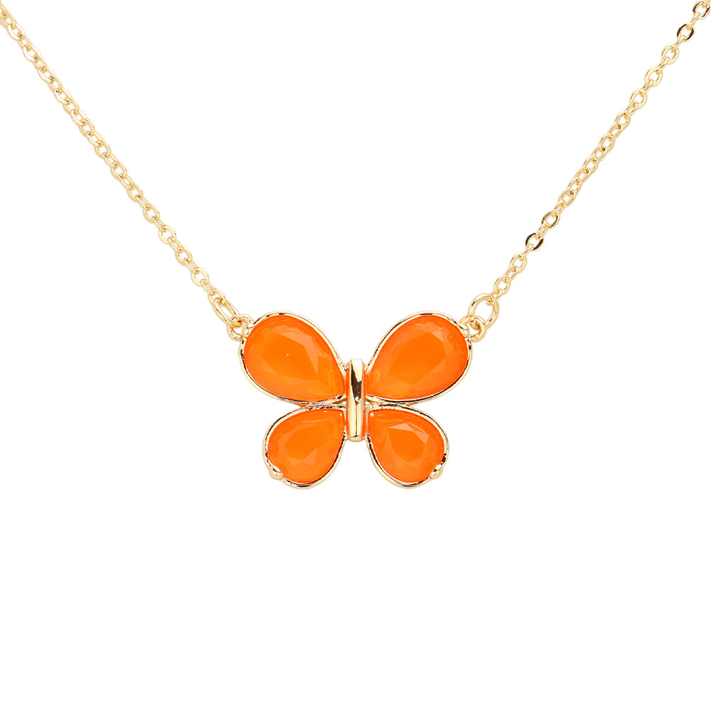 iLLASPARKZ Glass Stone Butterfly Cluster Pendant Necklace