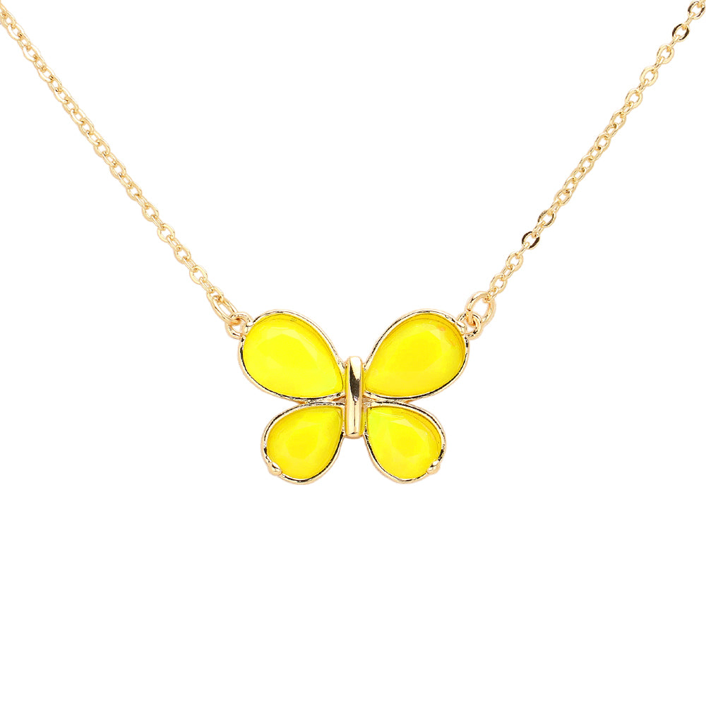 iLLASPARKZ Glass Stone Butterfly Cluster Pendant Necklace