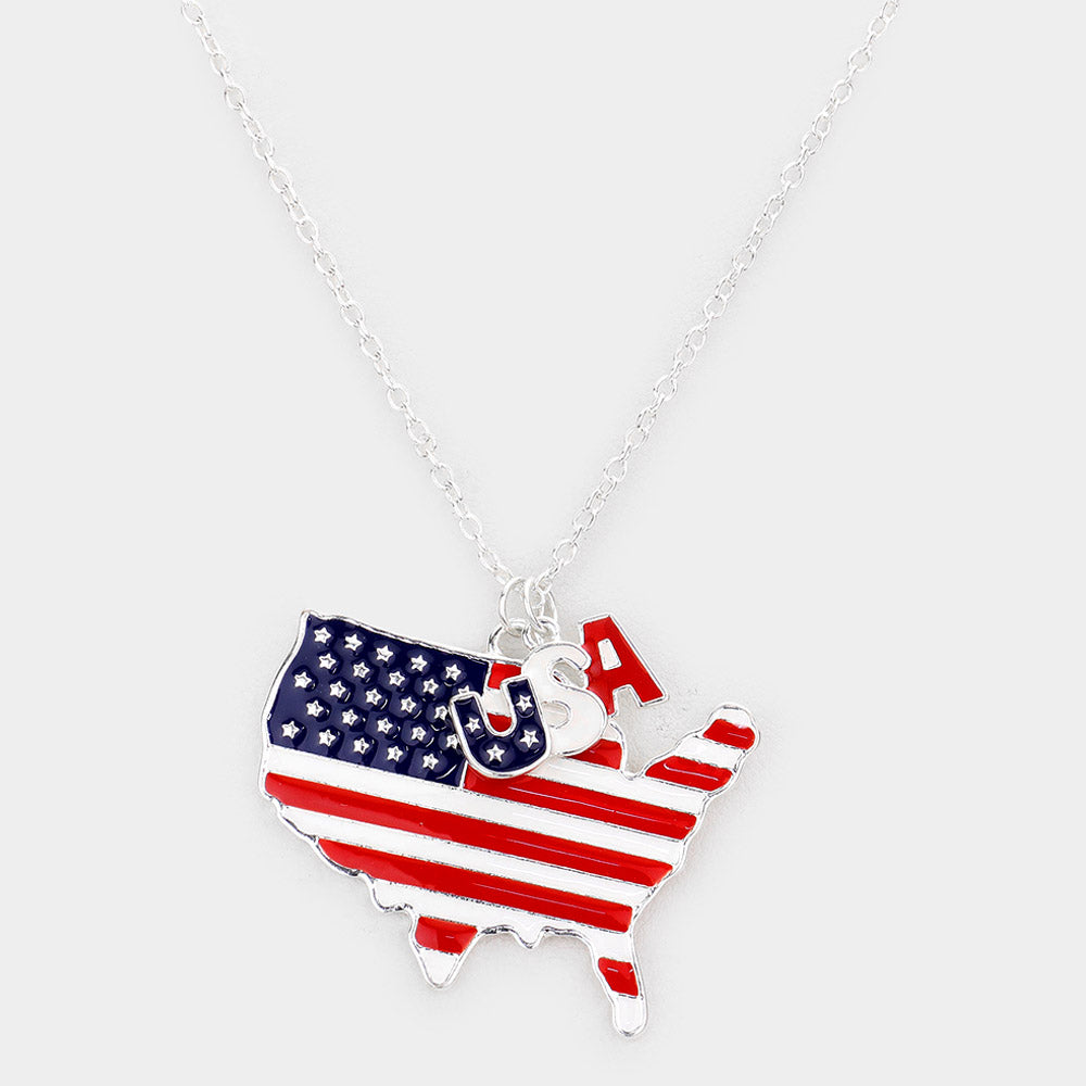 iLLASPARKZ Enamel USA State Map Pendant Necklace