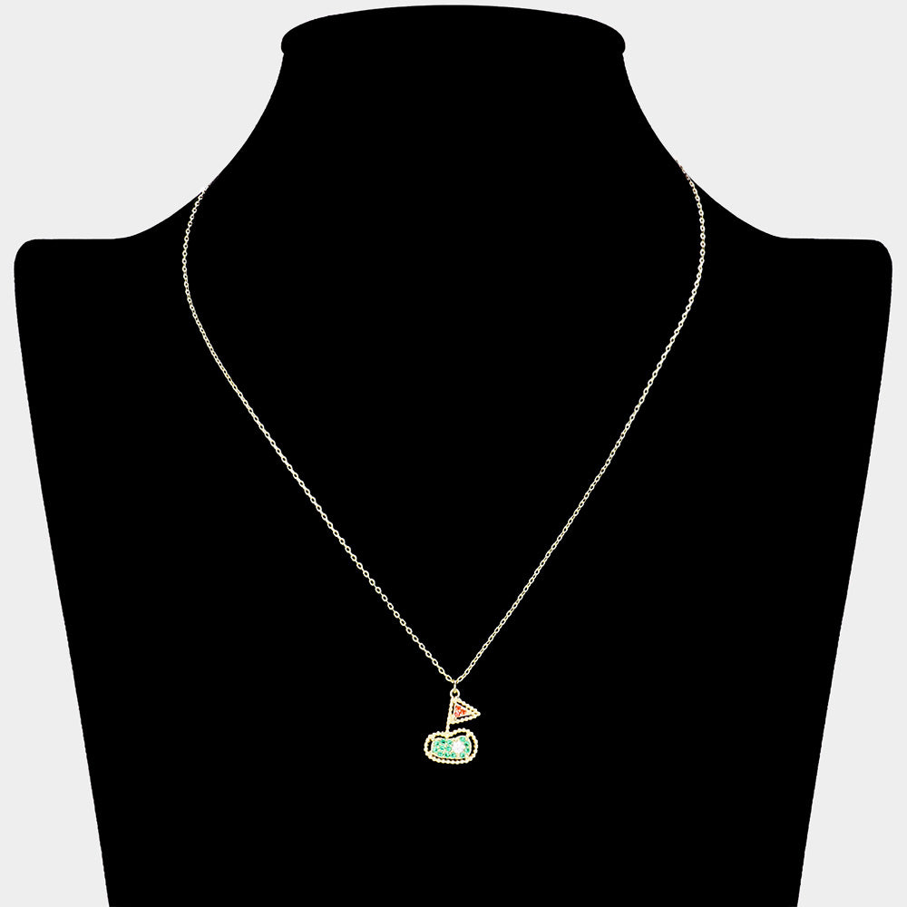 iLLASPARKZ Stone Paved Gold Hole in One Pendant Necklace