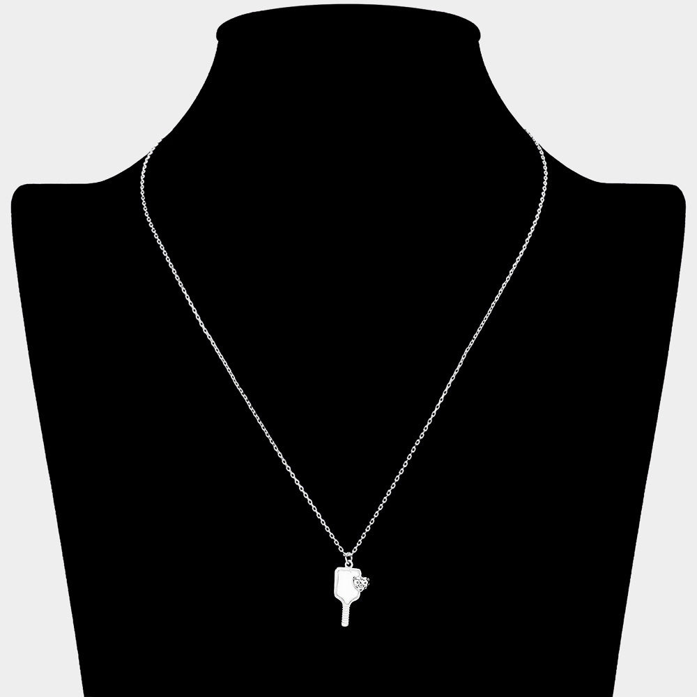 iLLASPARKZ Metal Heart Pointed Pickleball Paddle Pendant Necklace