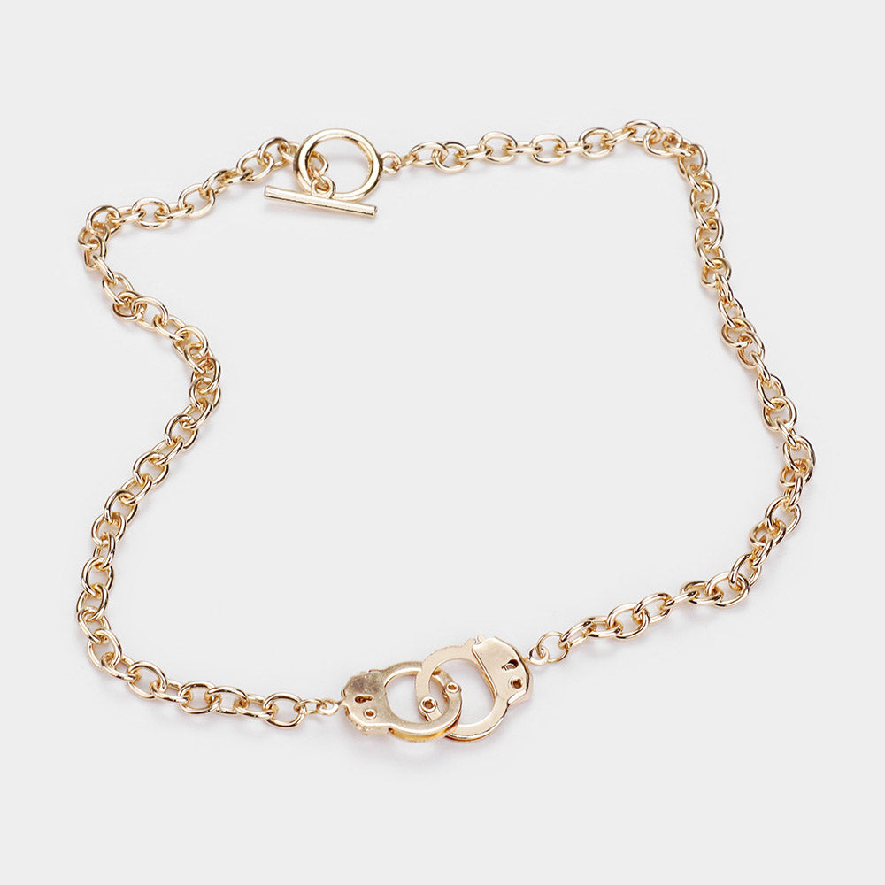 iLLASPARKZ Handcuffs Pendant Toggle Chain Necklace