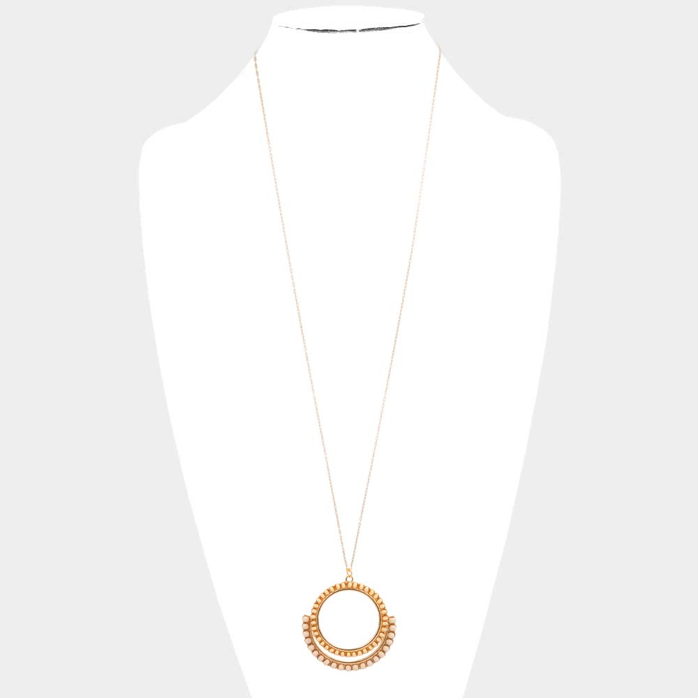 iLLASPARKZ Wood Embellished Geometric Open Circle Pendant Long Necklace
