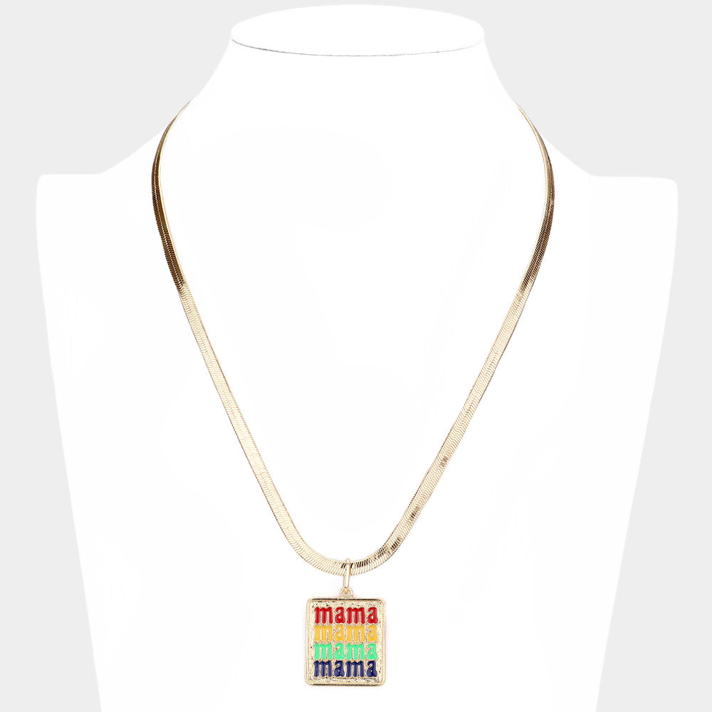 iLLASPARKZ mama Message Metal Rectangle Pendant Necklace