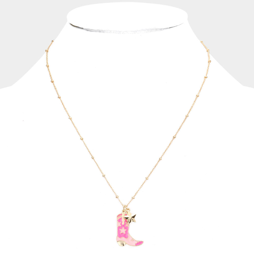 iLLASPARKZ Enamel Cowboy Boots Pendant Necklace