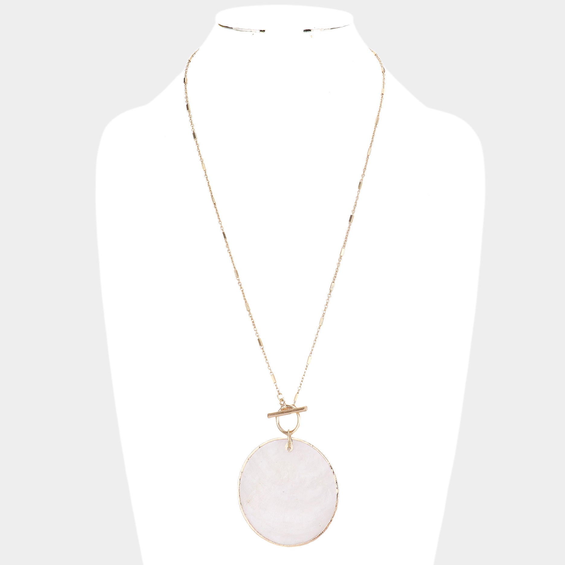 iLLASPARKZ Mother of Pearl Round Pendant Toggle Necklace