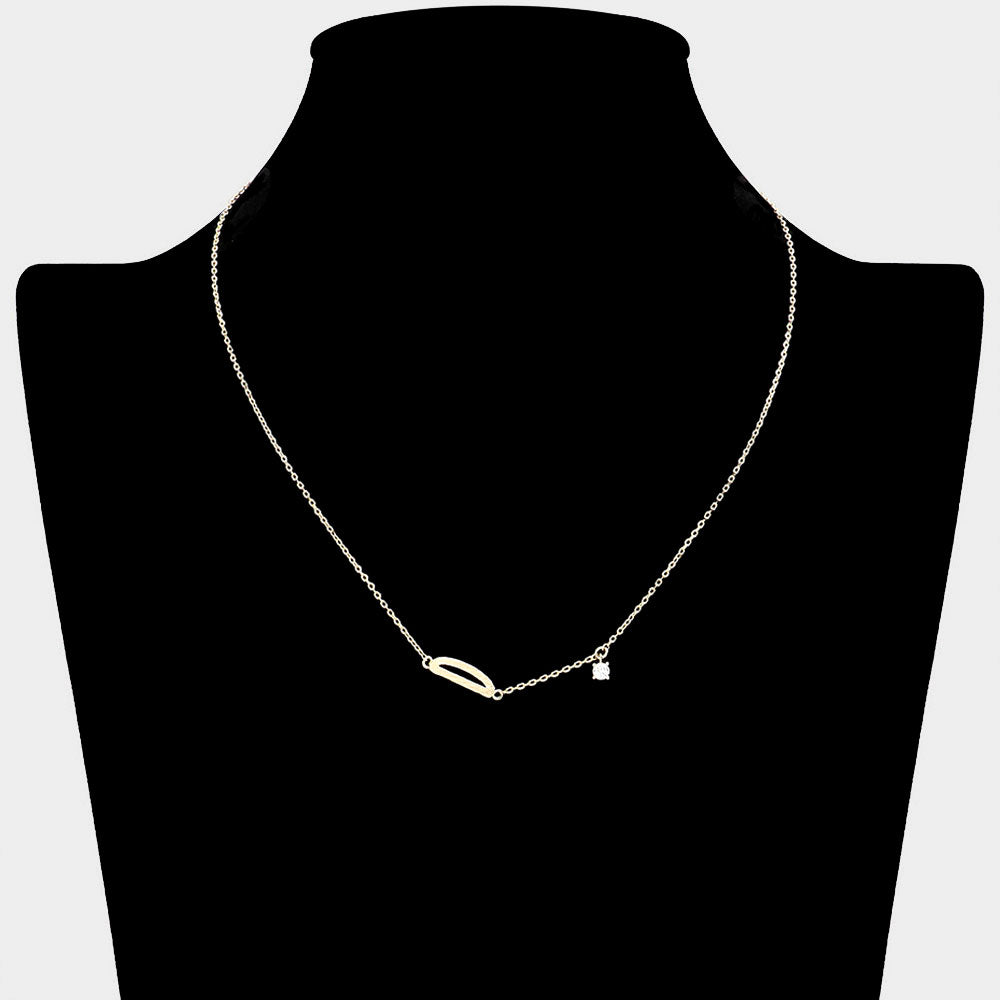 iLLASPARKZ Brass Metal Cubic Zirconia Monogram Pendant Necklace