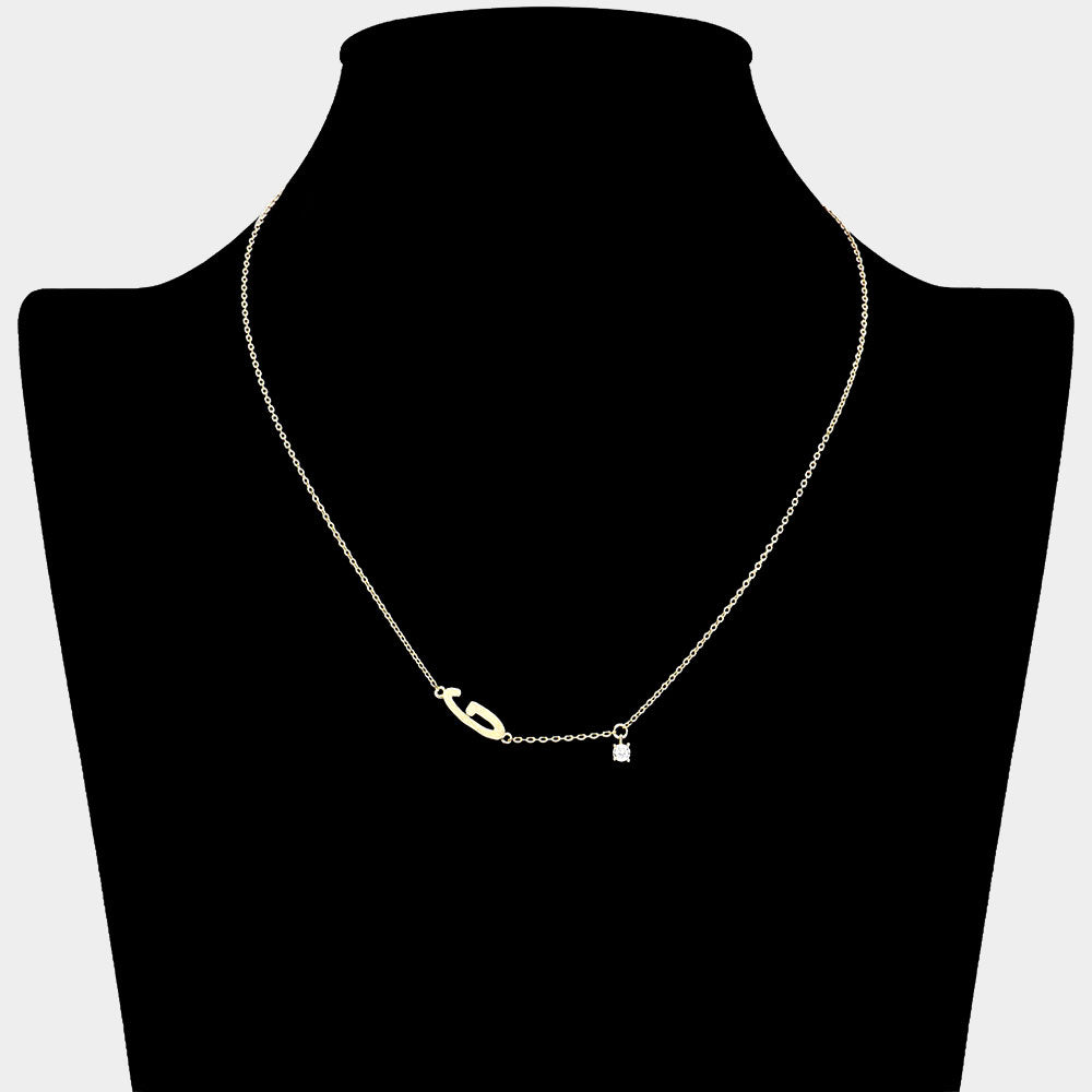 iLLASPARKZ Brass Metal Cubic Zirconia Monogram Pendant Necklace